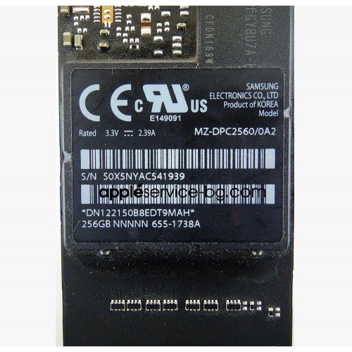  Macbook Pro 13" Retina A1425 2012 2013 SSD 256 GB Samsung MZ-DPC2560/0A2  655-1738A